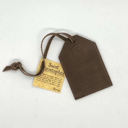 St Christopher Leather Luggage Tag
